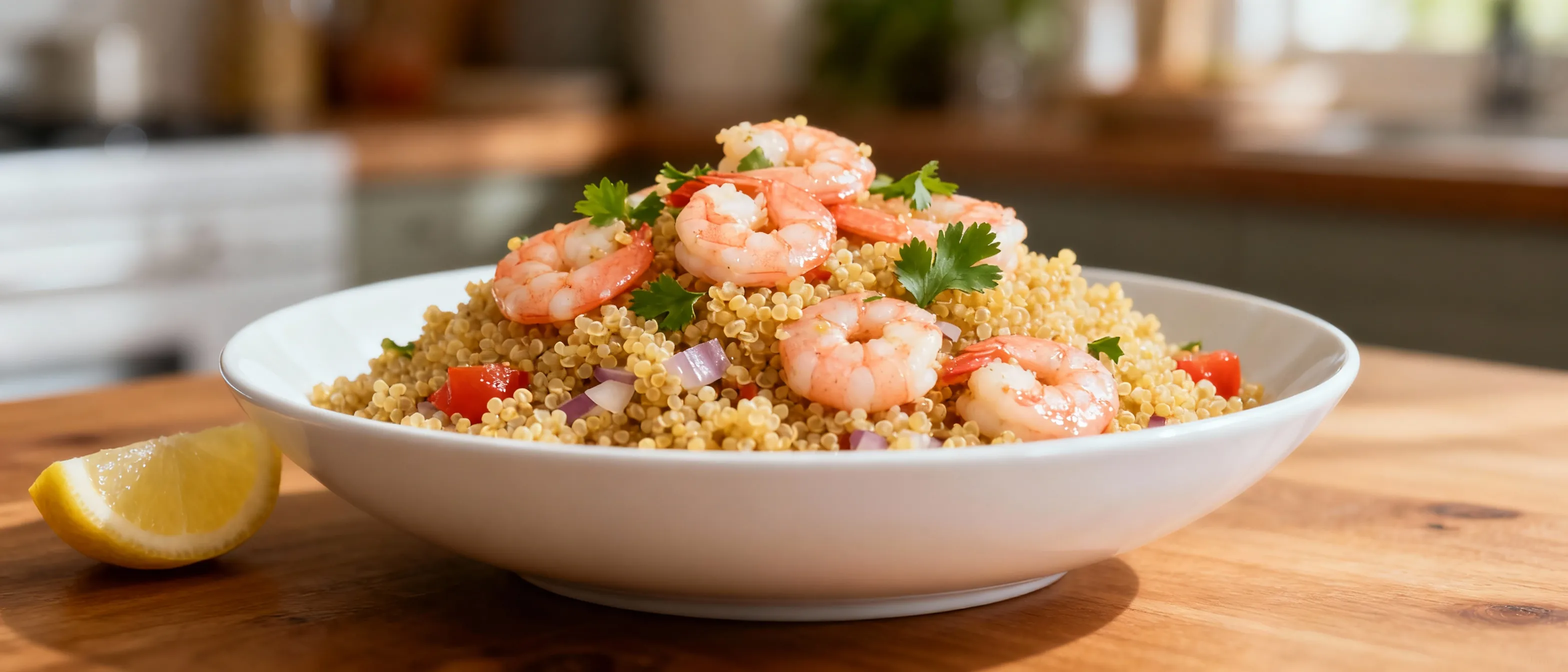 Quinoa com camarão