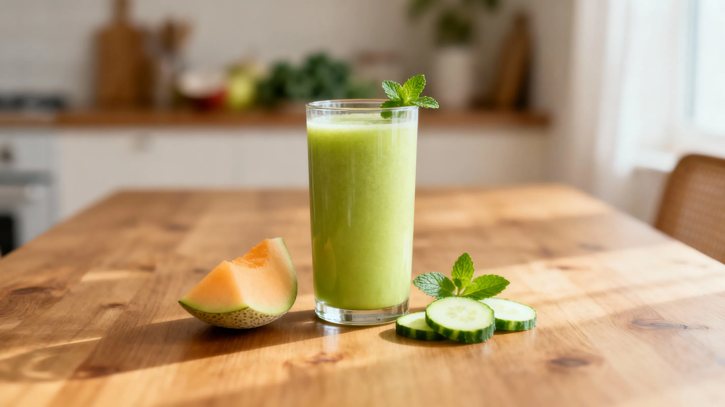 Suco verde de melão com couve